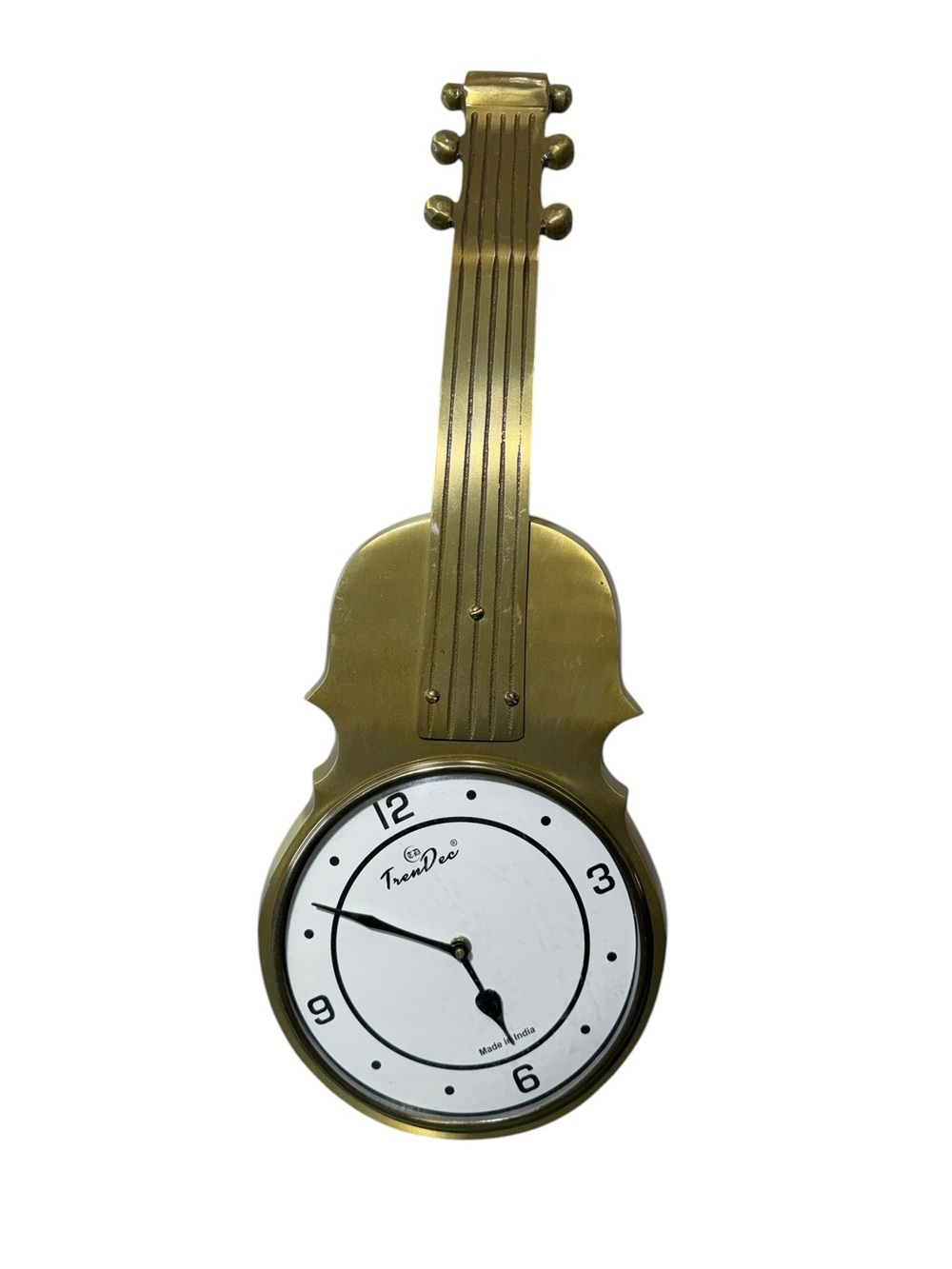 Vintage Violin-Shaped Quartz Brass Wall Clock – Made in India